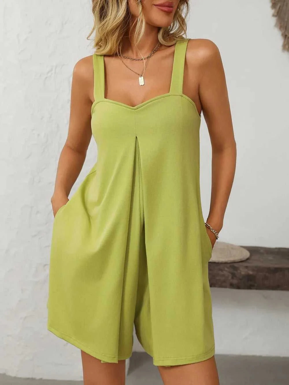 Mandy Sweetheart Neck Wide Strap Romper with Pockets 100100323171551 26 Affordable Fashion Under $100 Jerry's Apparel 