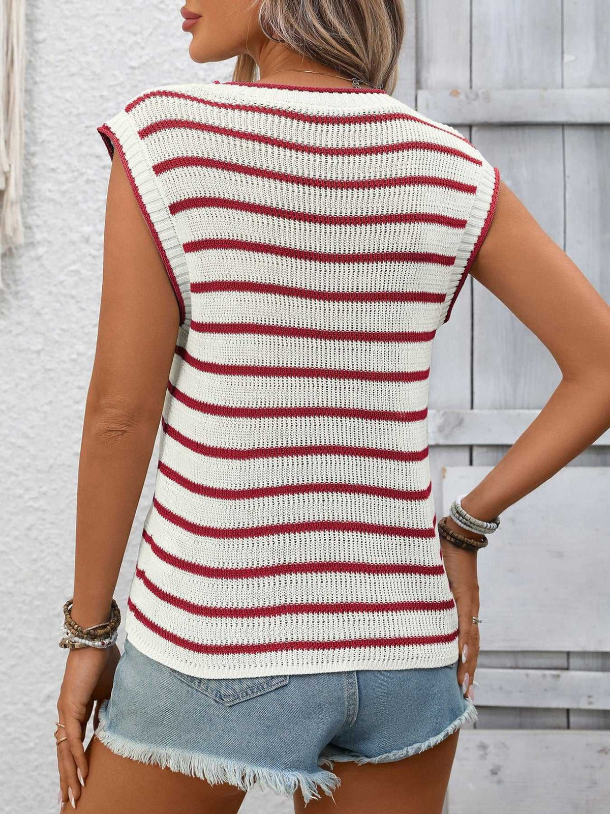 Striped Knit Round Neck Sweater Vest 100100982200698 31 Affordable Fashion Under $100 Jerry's Apparel 