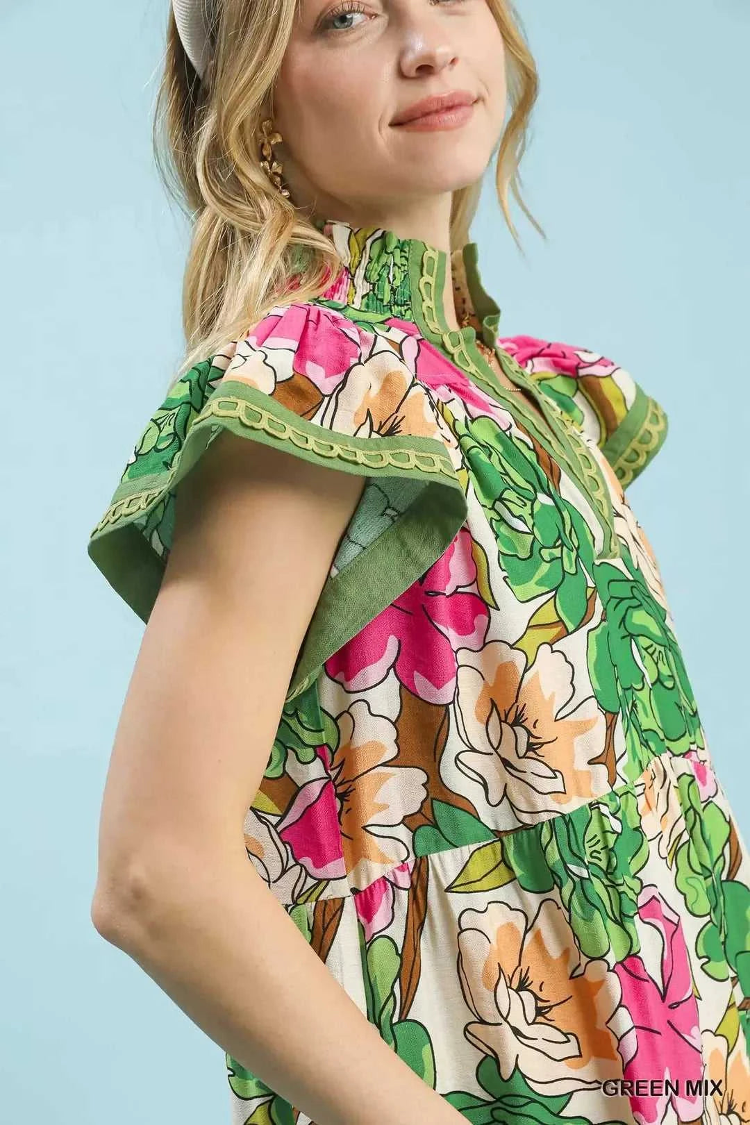 Umgee Mix Bold Floral Tiered Midi Dress 100100480481597 62 Affordable Fashion Under $100 Jerry's Apparel 