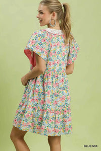 Umgee Mix Floral Tiered Mini Dress with Side Pockets 100100771931862 62 Affordable Fashion Under $100 Jerry's Apparel 
