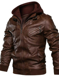 Men's Full Size Hooded Faux Leather Moto Jacket Plus Size 100400161564305 96 Affordable Fashion Under $100 Jerry's Apparel 