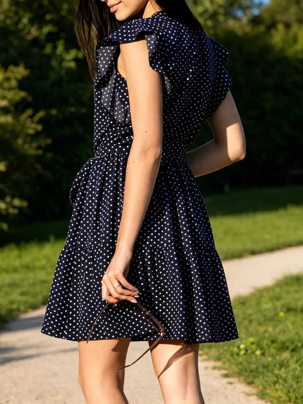 Polka Dot Ruffle Sleeve Tie Waist Dress 100100460465969 39 Gifts for Her Jerry's Apparel 