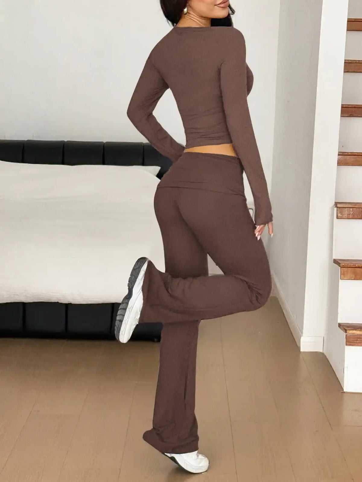 Long Sleeve Crop Top and Bootcut Pants Set 100100923609172 63 Affordable Fashion Under $100 Jerry's Apparel 