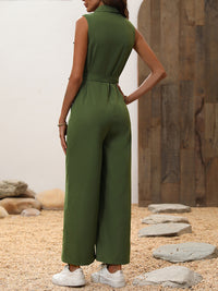 Honey Tie Waist Sleeveless Wide Leg Jumpsuit