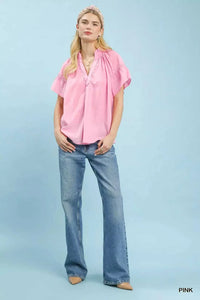 Umgee Gingham Puff Sleeve Top with Lace Trim 100100511921710 45 Affordable Fashion Under $100 Jerry's Apparel 