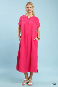 Umgee Button-Front Gauze Midi Dress with Lace Detail 100100808841221 62 Affordable Fashion Under $100 Jerry's Apparel 