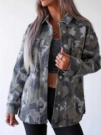 Camouflage Print Button Up Denim Jacket 101003062000961 67 Affordable Fashion Under $100 Jerry's Apparel 