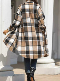 Longline Plaid Button-Up Coat 100100642429775 44 Affordable Fashion Under $100 Jerry's Apparel 