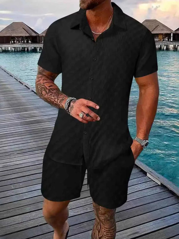 Men's Full Size Collared Neck Short Sleeve Top and Shorts Set Plus Size 100400916717549 40 Affordable Fashion Under $100 Jerry's Apparel 