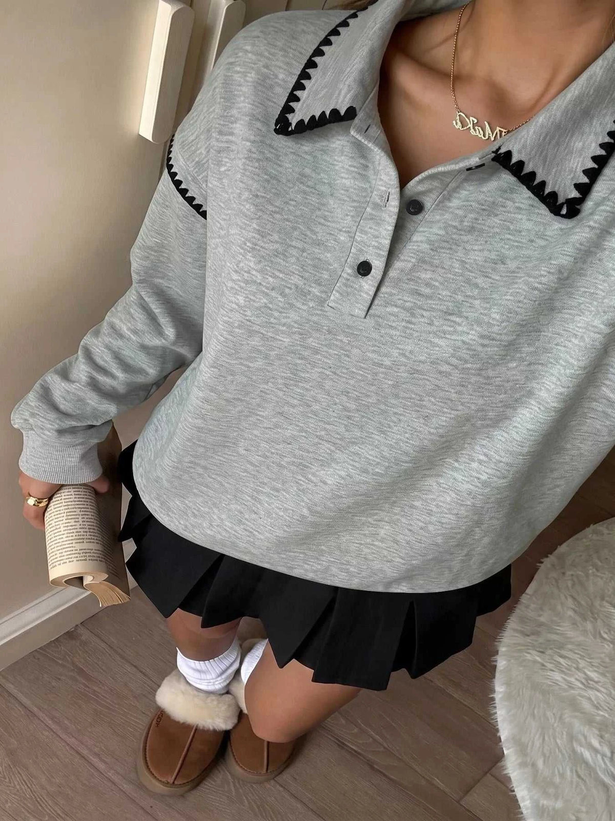 Polo Collar Dropped Shoulder Sweatshirt 101001325916897 37 Affordable Fashion Under $100 Jerry's Apparel 