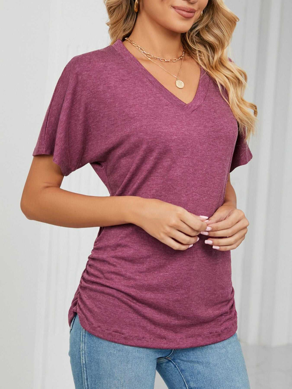Casual V-Neck Short Sleeve T-Shirt 100100579648227 22 Affordable Fashion Under $100 Jerry's Apparel 