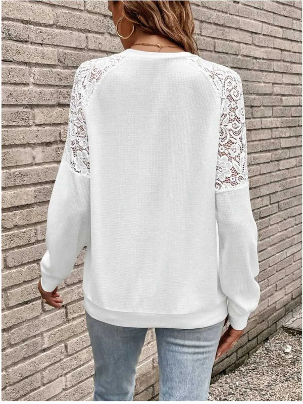 Lace Detail V-Neck Long Sleeve Top 100100169274318 28 Affordable Fashion Under $100 Jerry's Apparel 