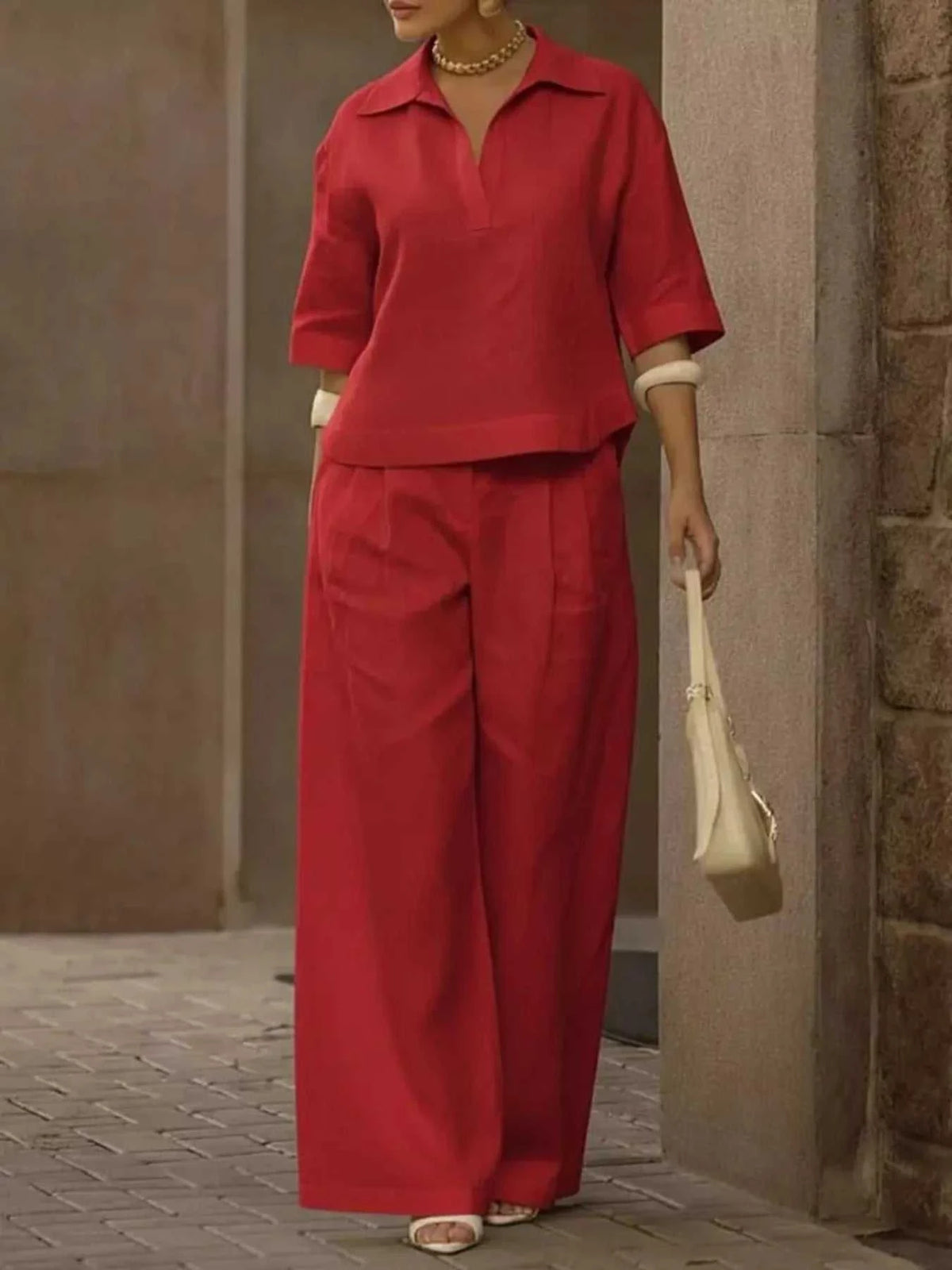 Full Size 3/4 Sleeve Top and Wide Leg Pants Set Plus Size 101001978569946 39 Affordable Fashion Under $100 Jerry's Apparel 
