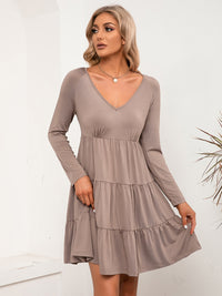 Ivy Lane V-Neck Long Sleeve Tiered Dress