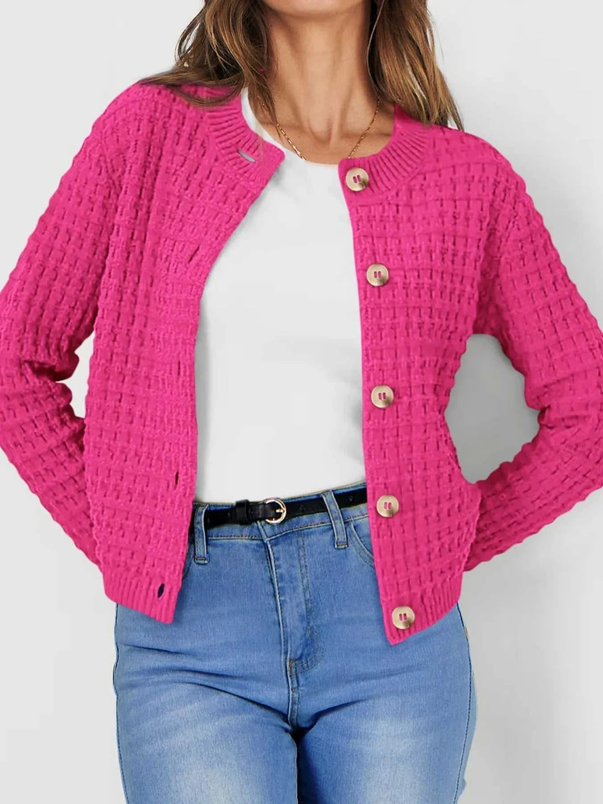 Textured Knit Button-Front Cardigan 100100626365347 44 Affordable Fashion Under $100 Jerry's Apparel 