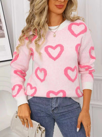 Valentine's Day Heart Pattern Round Neck Sweater 100100472947296 49 Affordable Fashion Under $100 Jerry's Apparel 