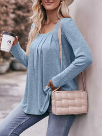 Pleated Square Neck Long Sleeve T-Shirt 100100387874963 31 Affordable Fashion Under $100 Jerry's Apparel 