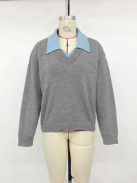 Contrast Collar Dropped Shoulder Sweater 100100912330105 43 Affordable Fashion Under $100 Jerry's Apparel 