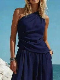 Full Size One-Shoulder Sleeveless Top and Harem Pants Set Plus Size 101001871659803 32 Affordable Fashion Under $100 Jerry's Apparel 