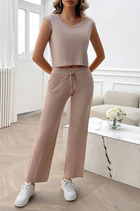 Devine Ribbed Round Neck Top and Pants Set 100100643541406 76 Affordable Fashion Under $100 Jerry's Apparel 