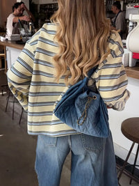 Oversized Striped Long-Sleeve T-Shirt 101001115047789 35 Affordable Fashion Under $100 Jerry's Apparel 