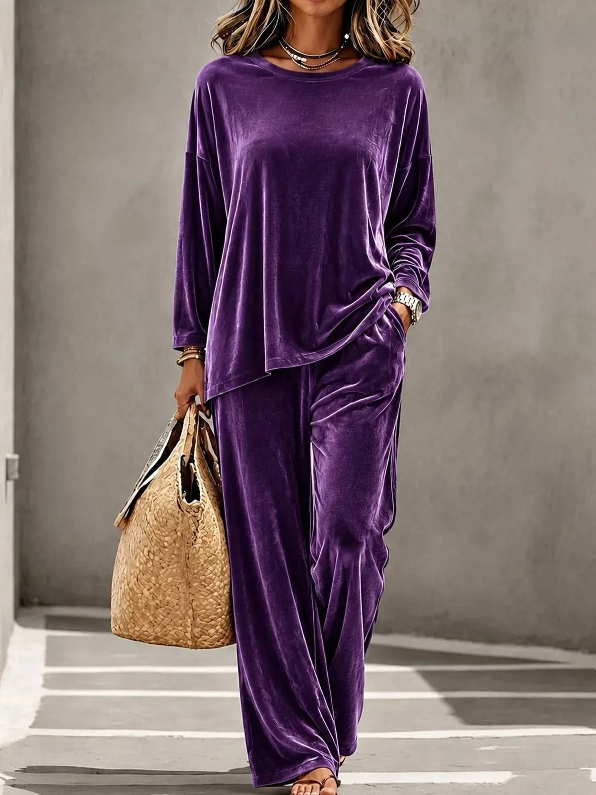 Full Size Velvet Long Sleeve Top and Pants Set Plus Size 100100551786793 45 Affordable Fashion Under $100 Jerry's Apparel 