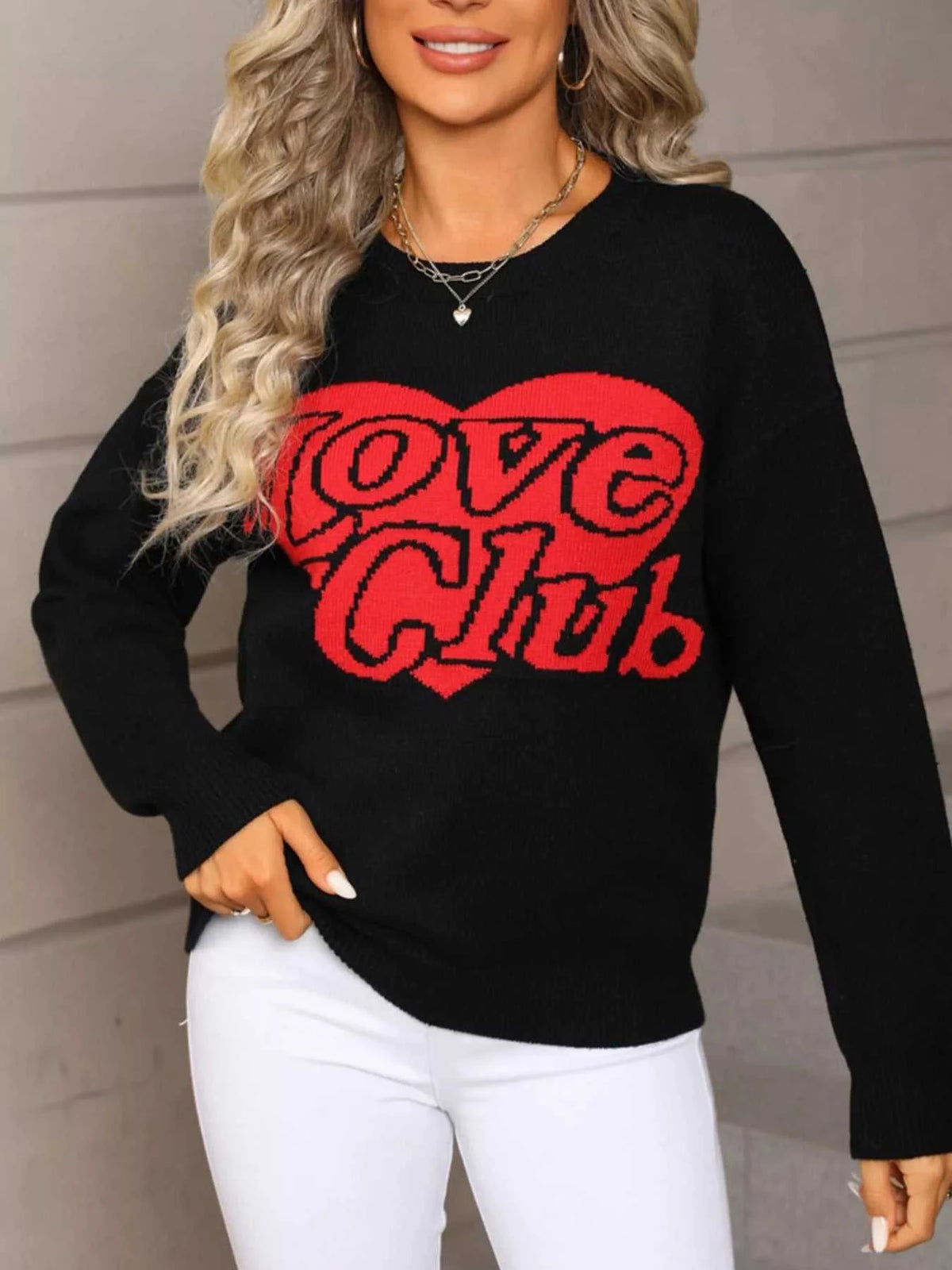 Valentine's Day Love Club Heart Graphic Sweater 100100473378432 48 Affordable Fashion Under $100 Jerry's Apparel 