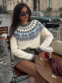Fair Isle Pattern Round Neck Sweater 101002092682408 55 Affordable Fashion Under $100 Jerry's Apparel 