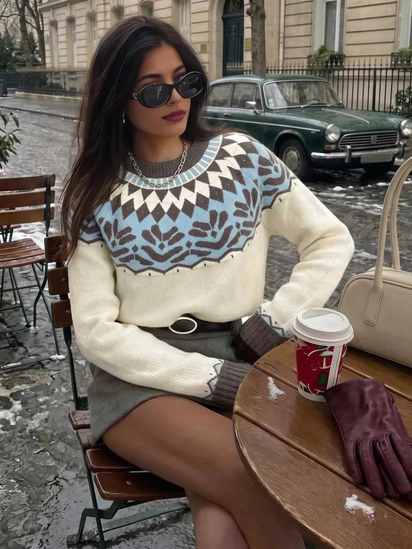 Fair Isle Pattern Round Neck Sweater 101002092682408 55 Affordable Fashion Under $100 Jerry's Apparel 
