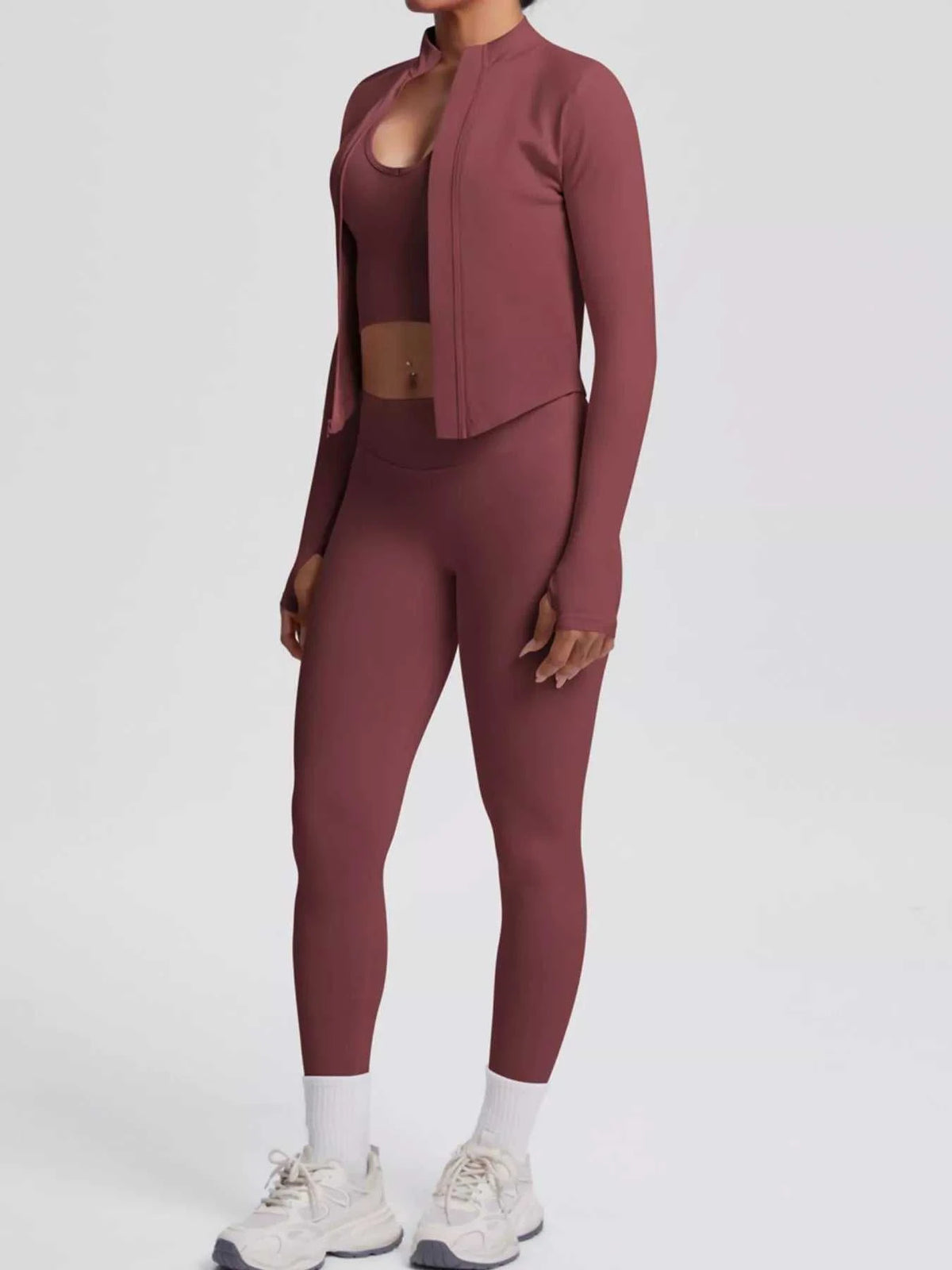 Tank & Zip-Up Jacket and Leggings Three-Piece Active Set 101006896695096 129 Comfortable Weekend Sets Jerry's Apparel 