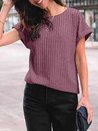 Casual Ribbed Knit Short Sleeve T-Shirt 100100691365915 25 Affordable Fashion Under $100 Jerry's Apparel 