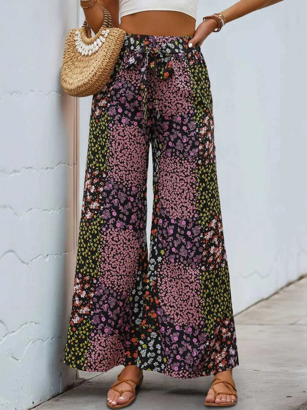 Floral High Rise Wide Leg Pants 100100533351423 25 Seasonal Fashion Collections Jerry's Apparel 
