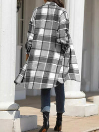 Longline Plaid Button-Up Coat 100100642429775 44 Affordable Fashion Under $100 Jerry's Apparel 