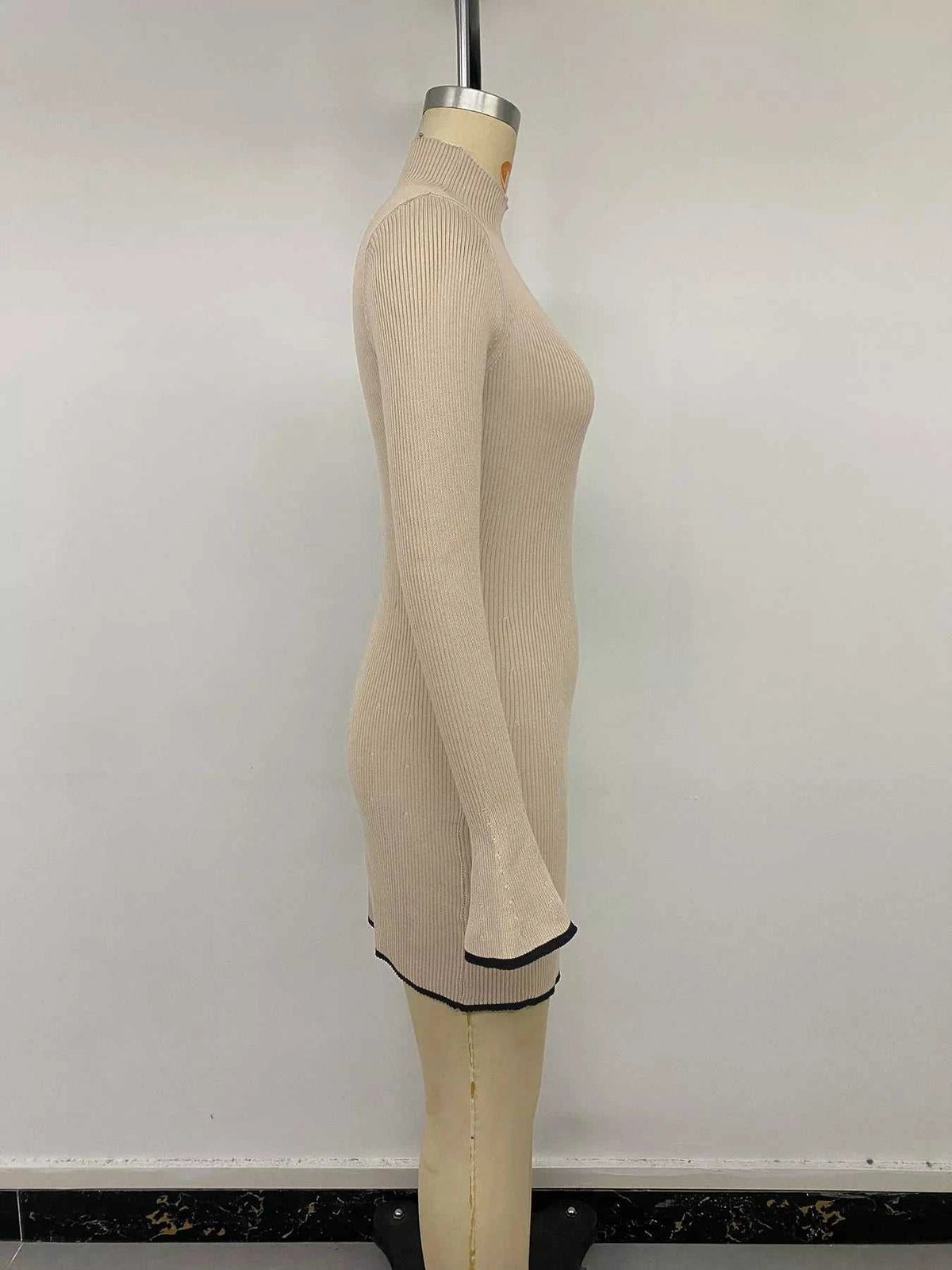 Ribbed Mock Neck Flare Sleeve Sweater Dress 100100035723976 41 Affordable Fashion Under $100 Jerry's Apparel 