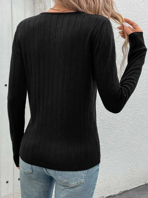 Perfee V-Neck Long Sleeve Knit Top 100100928881031 29 Affordable Fashion Under $100 Jerry's Apparel 