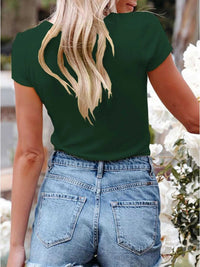 Full Size Casual V-Neck Button Detail T-Shirt Plus Size 100100062434848 26 Affordable Fashion Under $100 Jerry's Apparel 