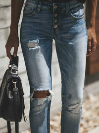 Distressed Button-Fly Skinny Jeans 100100937017590 43 Affordable Fashion Under $100 Jerry's Apparel 