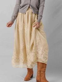 Embroidered Mesh Overlay Flowy Midi Skirt 100100602530081 64 Affordable Fashion Under $100 Jerry's Apparel 