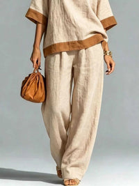 Full Size Contrast Trim Top and Wide Leg Pants Set Plus Size 101001836146473 46 Affordable Fashion Under $100 Jerry's Apparel 