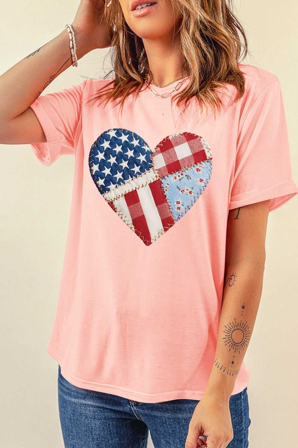 Patriotic Heart Round Neck Tee 100100219556850 31 Affordable Fashion Under $100 Jerry's Apparel 