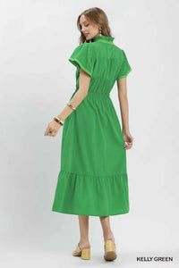 Umgee Contrast Trim Midi Dress with Tiered Ruffle Hem 100100945051791 64 Affordable Fashion Under $100 Jerry's Apparel 