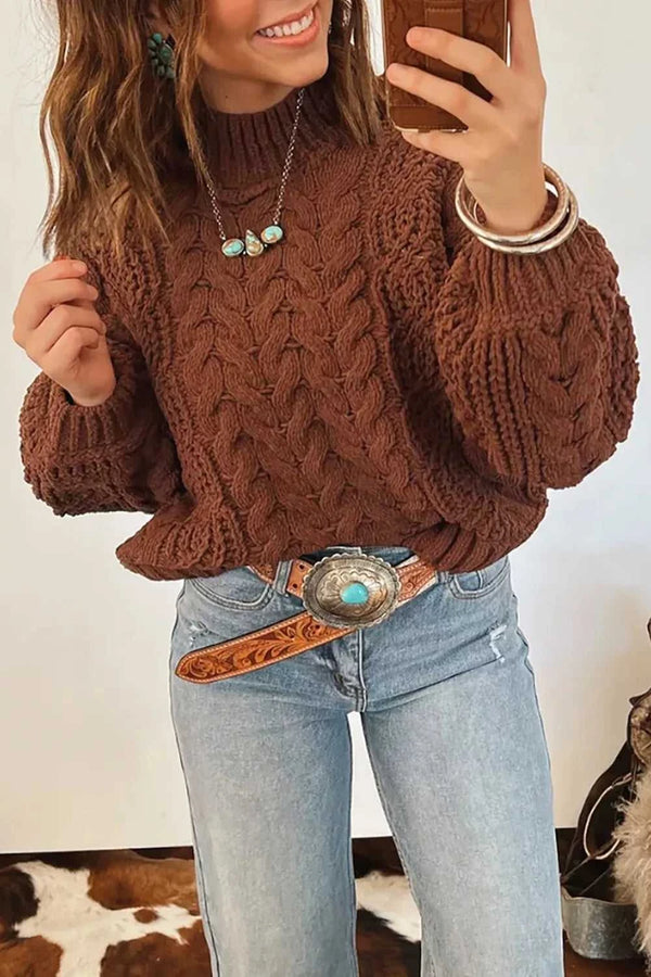 Mock Neck Cable Knit Sweater 101002686731474 64 Affordable Fashion Under $100 Jerry's Apparel 