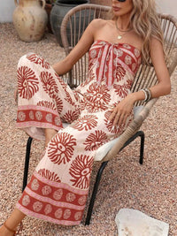 Floral Print Strapless Wide Leg Jumpsuit 100100347268160 42 Affordable Fashion Under $100 Jerry's Apparel 