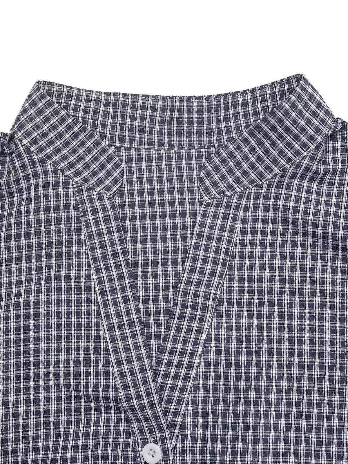 Gingham Button Up Shirt with Tie-Sleeve Detail 101001756453060 45 Affordable Fashion Under $100 Jerry's Apparel 