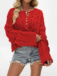 Chic Cable Knit Half-Button Openwork Sweater 100100449594474 54 Affordable Fashion Under $100 Jerry's Apparel 