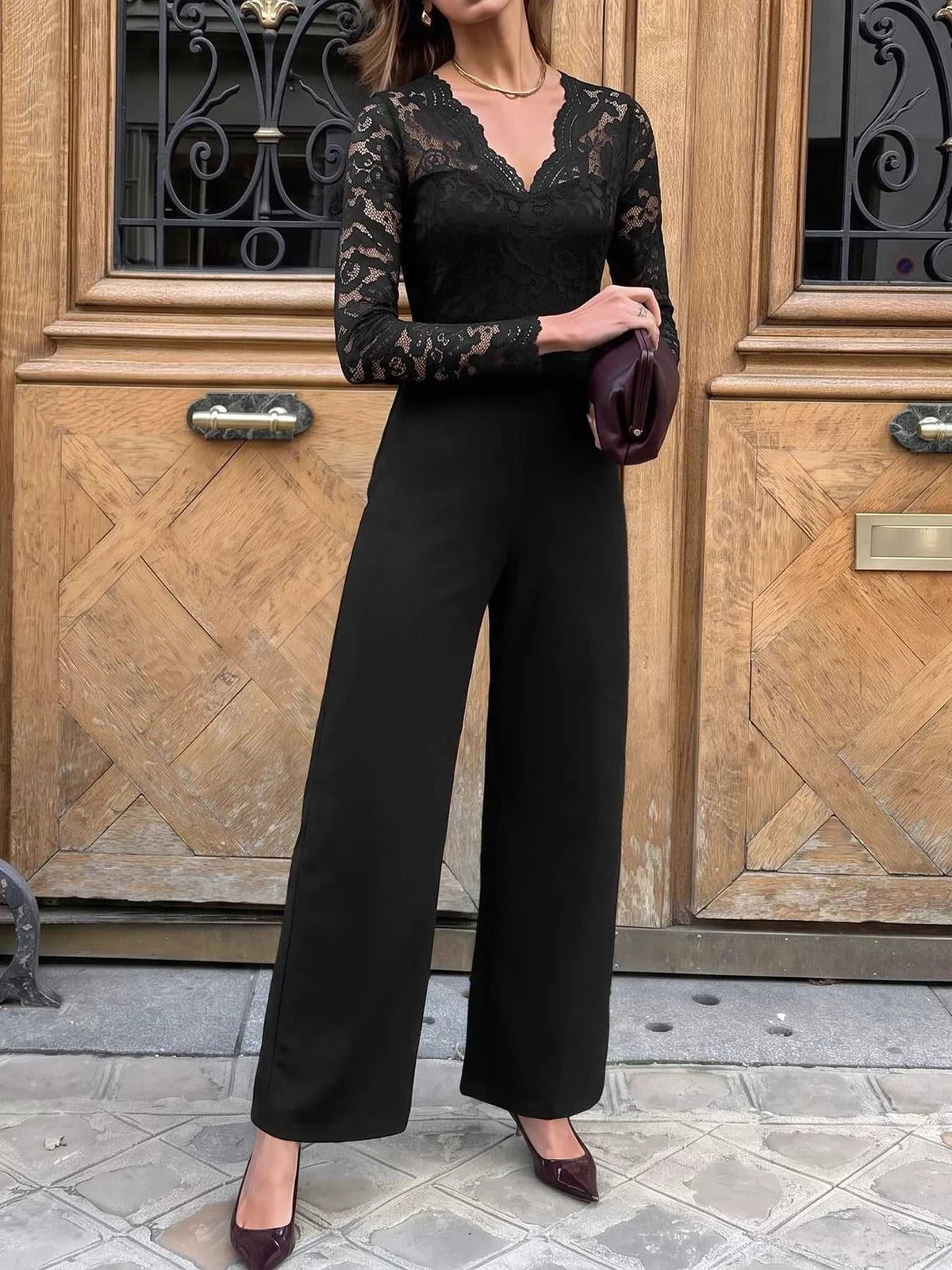 Lace Long Sleeve Wide-Leg Jumpsuit 101001301587229 36 Affordable Fashion Under $100 Jerry's Apparel 