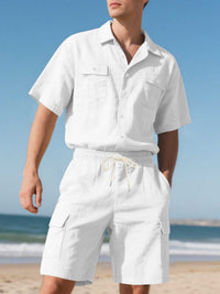 Men's Full Size Button Up Shirt and Shorts Set Plus Size 100400974487606 48 Affordable Fashion Under $100 Jerry's Apparel 