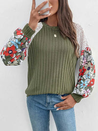 Perfee Printed Round Neck Long Sleeve Knit Top 100100521641078 25 Affordable Fashion Under $100 Jerry's Apparel 