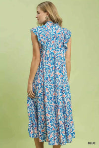 Umgee Leaf Print Midi Tiered Dress with Side Pockets 100100625941436 64 Affordable Fashion Under $100 Jerry's Apparel 