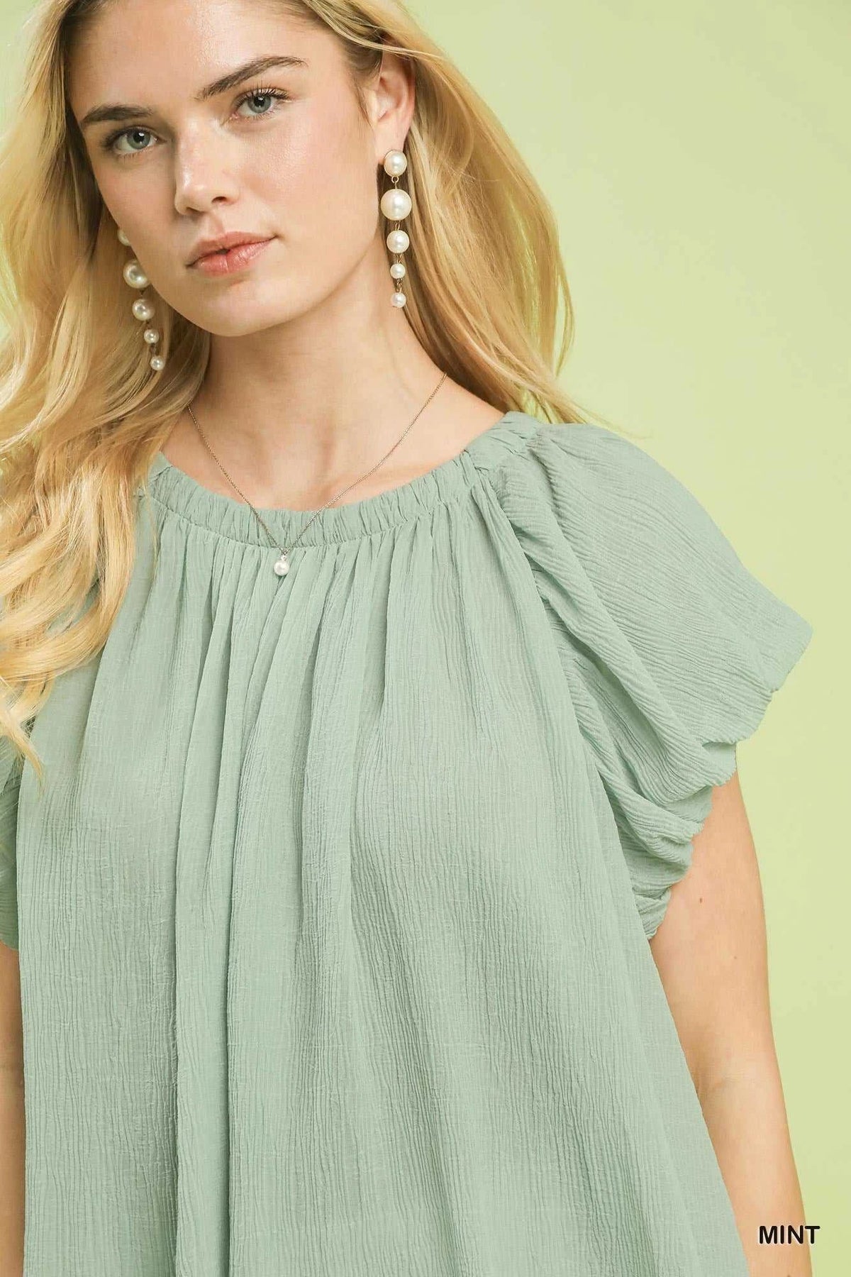 Umgee Crinkle Flutter Sleeve Peasant Top 100100554091171 51 Affordable Fashion Under $100 Jerry's Apparel 
